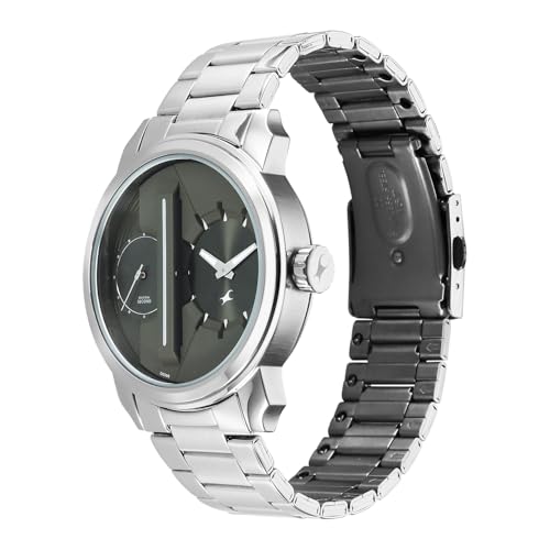 Image of Fastrack Pulse IV with Olive Green Dial Silver Stainless Steel Strap Watch for Men - 3341SM03