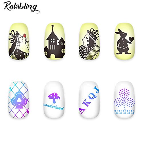 Rolabling Placas de estampagem de arte de unhas, modelos de estampagem, padrão de cartão de jogo, mo