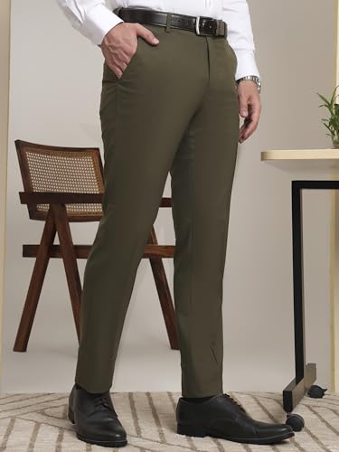 Image of SaintX Men's Premium Stretchable Formal Trouser with Techno Flex Waistband | Slim Fit | Italian Design | Triple Blend Special Fabric Pants | Office Wear /Executive Wear