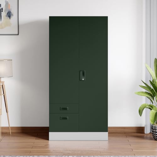 Image of Interio by Godrej Slimline Dual 2-Door Steel Almirah with Mirror | Rainforest, 1-Year Warranty, 1 Locker, 2 Drawers
