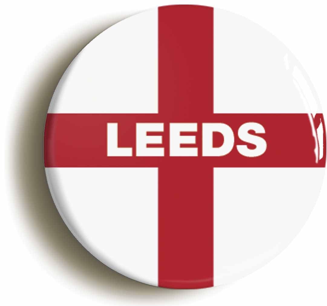 Leeds England Flag Fridge Magnet (Circular 2inch / 50mm Diameter)