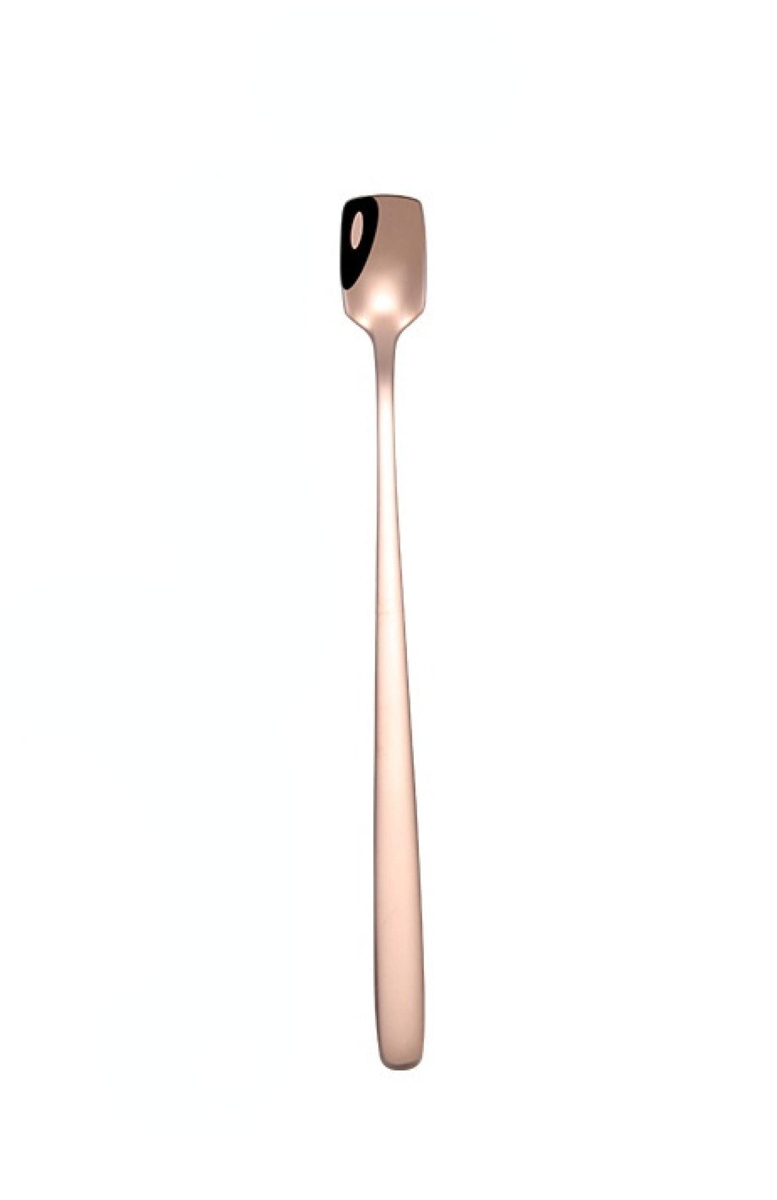 LXBB Stainless Steel Square Spoon Golden Coffee Stirring Spoon Long Handle bar ice Spoon Mug Gift Spoon 3spoons Rrosegold