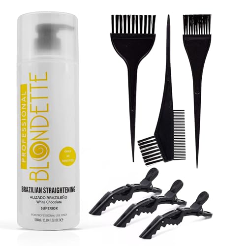 VALUE PACK Brazilian Keratin Hair Smoothing Treatment Blowout Straightening System - Strong 32 fl oz - Application Set (White Chocolate)