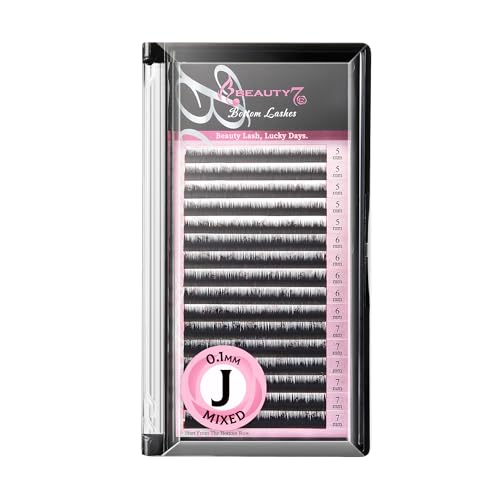 Beauty7 Mixed Volume Under Bottom Lower Individual False Eyelash Extension Tray Matte Synthetic Mink Curl J 0.1mm Thickness 5/6/7mm Length