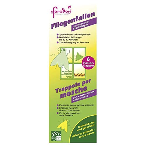 Trappola per mosche, 6 pezzi per confezione, efficace contro mosche casa, frutta - efficace 12 settimane, senza odore, attira mosche