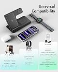 GETPALS Wireless Charger iPhone Charging Station for Apple Multiple Devices | 3 in 1 Charger Stand for iPhone 17 Pro Max 17e 16 16e 15 14 13 12 & Watch Series 11-2 SE Ultra & Airpods 4 3 Pro, Black