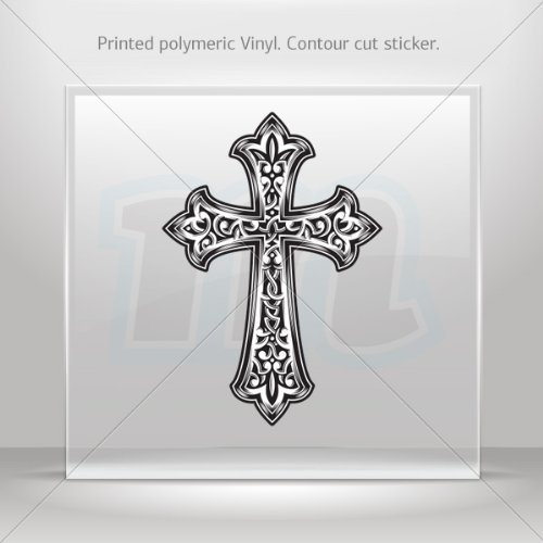Decal Stickers High Detailed Cross Design Tablet Laptop Weatherproof Sports C (7 X 4.88 In) #TOP8