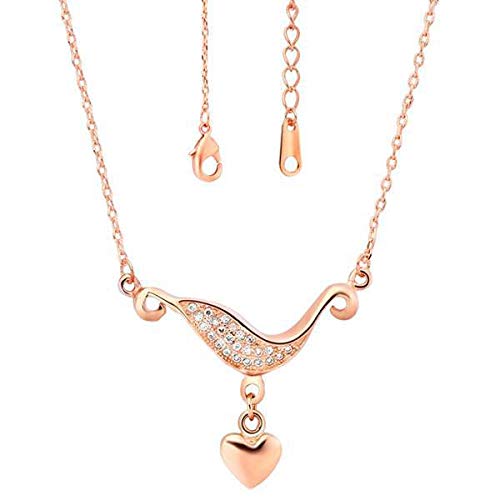 Collier chaîne en or rose pour femme avec pendentif micro-incrusté tendance