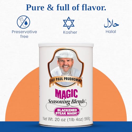 Chef Paul Magic Seasoning Blends Blackened Steak Magic | Bold Flavor for Steak & Beef | Gluten-Free Seasoning for Grilling, Roasting & BBQ | Spice Blend with Garlic & Chili | 20 oz (Pack of 1)