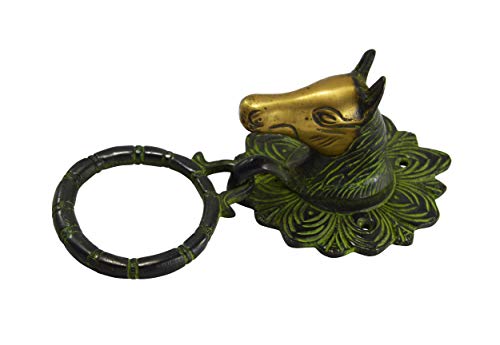 Aleta de puerta de latón con forma de pequeño caballo verde vintage 4
