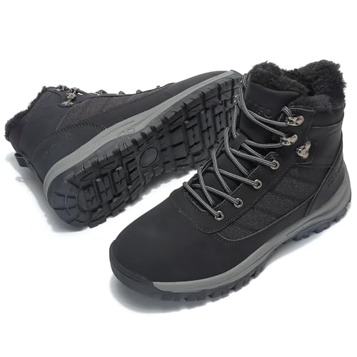 Image of TSIODFO Men's Snow Boots Outdoor Waterproof Winter Boots Fur Lined Cold Weather Shoes