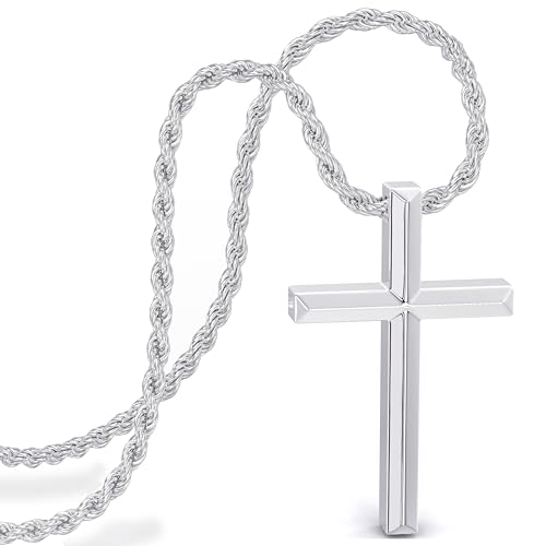SERASAR Collar Cruz Hombres Cadena Colgante 50cm Plata Joyería Idea De Regalo Jesús Cruces