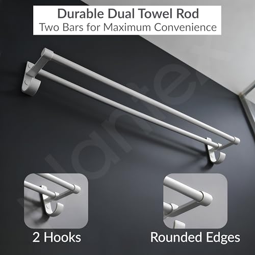 Image of Plantex Dual Wall Mounted Aluminium Towel Rod for Bathroom /Towel Hanger /24 inch Towel Holder /Bathroom Accessories - Pack of 1 (Silver)