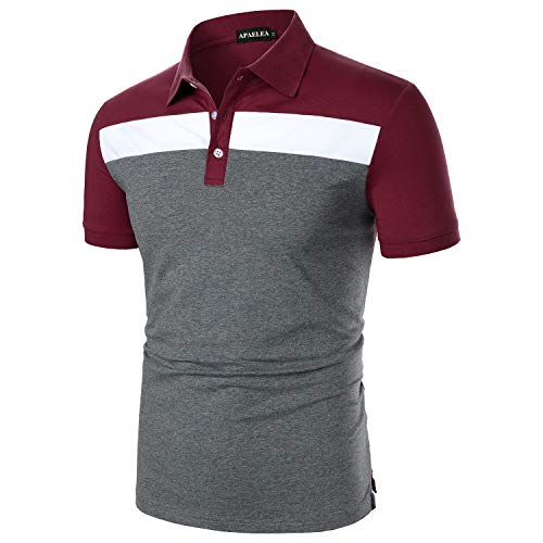 APAELEA Poloshirt Herren Kurzarm Sommer Baumwolle Slim Golf T-Shirts Tops,Rot,L Cover