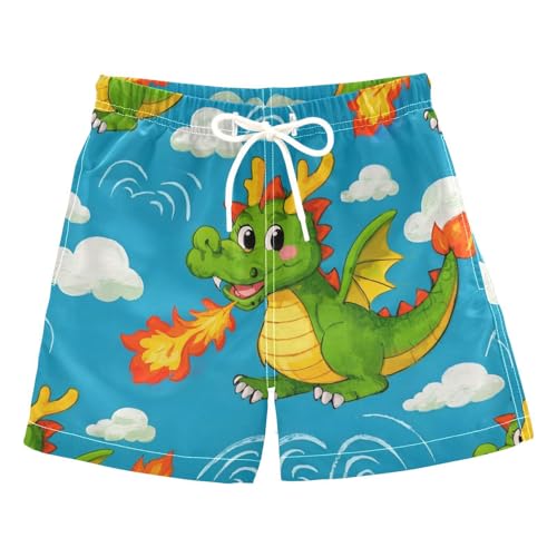 miaozhen Pantalones cortos de playa para niño, estilo chino, dragón, colorido, traje de baño ligero para niños pequeños (palabra de la suerte), Dragón animal de estilo chino colorido, 5 años