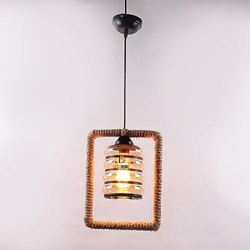 Image of DECOHOME Modern Hanging Ceiling Lamp Lights for Home & Decor | Premium Finish Pendant Light for Living Room, Bedroom & Dining Area | Stylish Indoor Lighting | Chandelier Lights (Rectangular-Black)