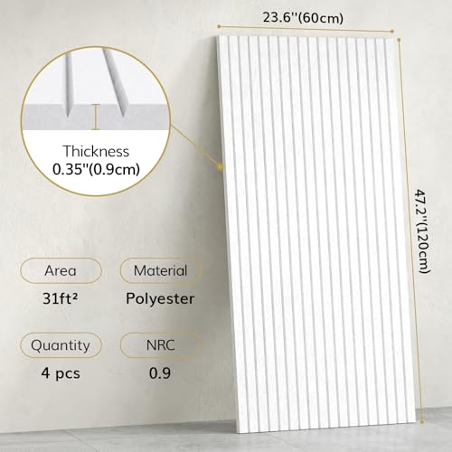 Image of TONOR Large Acoustic Panels Self Adhesive-4 Pack 47.2 inch X 23.6 inch X 0.35 inch