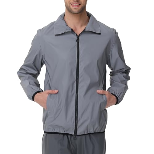 LZLRUN Mens Reflective Jacket Windbreakers Rave High Visibility Holographic Coat Outfit3