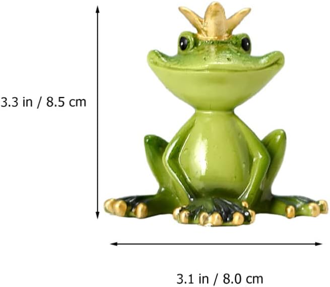 HOMSFOU Crown Frog Figurine Resin Statue 3.34X3.14X1.96In Indoor Outdoor Garden Decor Fairy Garden Shelf Ornament - Image 7