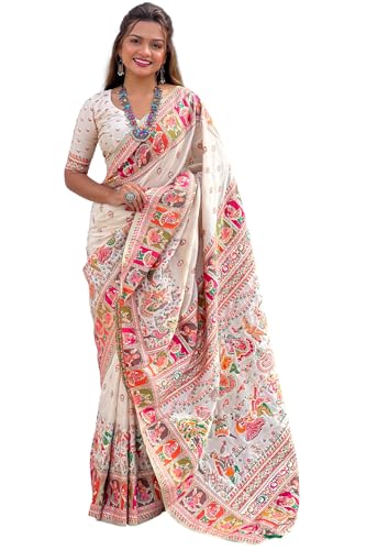 Image of SGF11 Women's Kanjivaram Pure Soft Silk Saree With Unstitched Blouse Piece