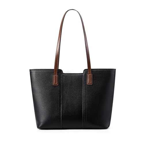 Image of MFFOR Genuine Leather Tote Bag for Women, Large Shoulder Handbags | 12.9*4.3*11inch, Large capacity, Top handle, Zipper closure, Work, Travel
