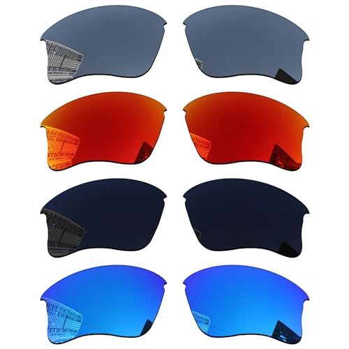 Acefrog 4 Pairs Polarized Replacement Lenses for Oakley Flak Jacket XLJ OO9009 Sunglasses, Perfectly Fit, Impact Resistant, Anti-scratch, Women's Lenses, Value Pack