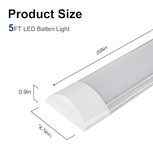 2 Packs 5FT LED Batten Light, Ultra-Thin Ceiling Surface Mounted Light, 50W, Day Light 4000K, IP20, LED Ceiling Light Fixture for Garage, Shop, Hallway, Office, Market, Ver.2 - Image 3