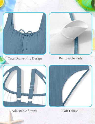 Image of CRISONE Girls One Piece Swimsuits Adjustable Straps Bathing Suit Color Block Padded Pool Beach Swimwear 9-16Y