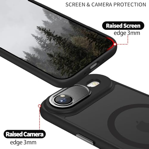 Image of Elzzi Magnetic Magsafe for iPhone 17 Air Case, Upgraded [Full Camera Protection] [Compatible with Magsafe] [Translucent Matte] Shockproof Protective Phone Case for Men & Women - Black