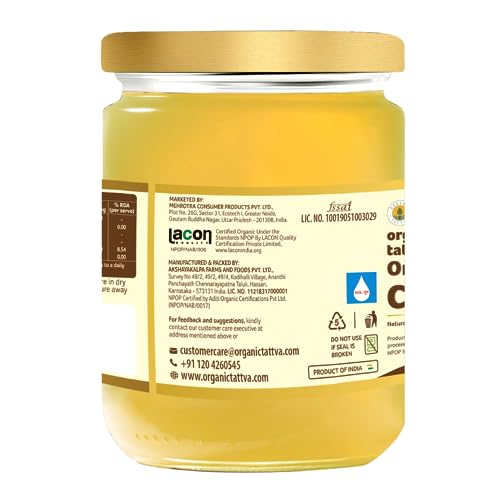 Organic Tattva Ghee 500ml | Organic Cow Ghee | Desi Ghee Rich in Vitamin A | Ghee Jar for Everyday Cooking & Grocery Use