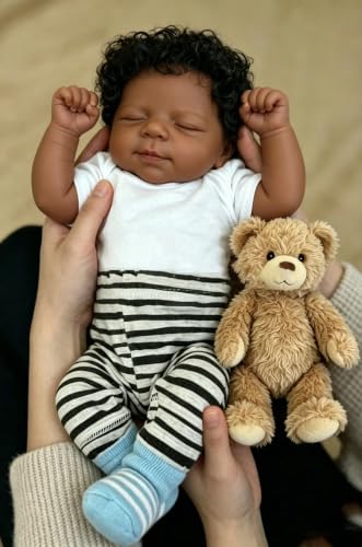 Muñeco Bebé Reborn Niño Negro 18 Pulgadas Realista miniatura 5