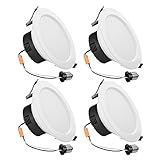 LE 12W Dimmable 4-Inch LED Retrofit Recessed Lighting, 60W Incandescent (25W Fluorescent) Bulbs Equivalent, E26 Base, 750lm,3000K Warm White, Recessed Ceiling Lights, LED Downlight, Pack of 4 Units
