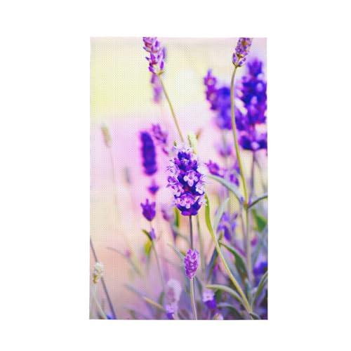 JEJEA Toallas de cocina de tejido gofre con estampado de flores de lavanda, absorbentes y de secado rápido, esenciales para el hogar