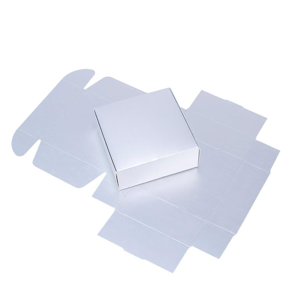 Sacchetti carta regalo kraft Cartone da imballaggio in cartone bianco nero da 20 pezzi/cartone Kraft, confezione regalo for festival, feste, scatole di sapone (Color : Silver, Size : 20PCS_15X8X4C