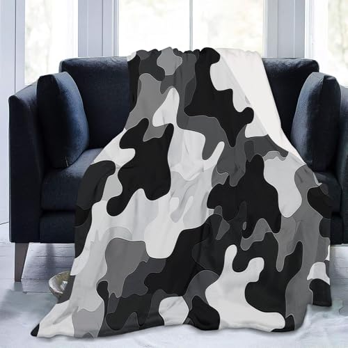 Manta De Forro Polar Militar Camuflaje Estampadomanta De con Estampado De Suave Acogedora Negro Grismanta De Franela Mullida para Niñas Niños Adolescentes Mujeres Sofá Frazada 200 X 200 Cm