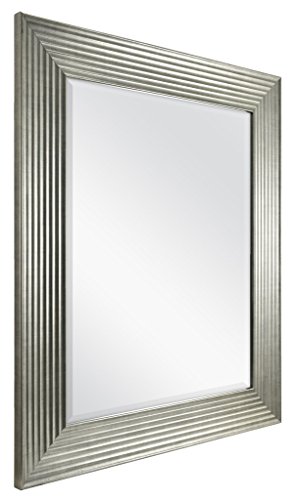 Image of MCS Summit Large Wall Mirror, Modern Rectangle Mirror Home Decor for Living Room, Bedroom, or Bathroom, 21.5 by 25.5 Inch, Silver