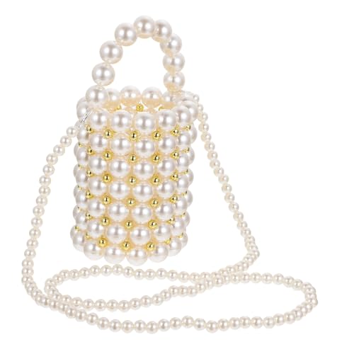 Bolso de mujer perla blanco para fiestas y eventos con apertura amplia elegante