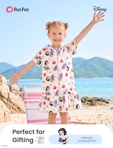 Image of Disney Princess Frozen Stitch Marvel Minnie Girl Swim Cover Up Terry Cloth Swimsuit Coverup Zip-up Bathing Suit Wrap Hooded