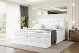 ALTDECOR Boxbett mit H3 H4 Matratze BRUGO King - 160x200 - Weiß