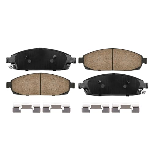 Image of Detroit Axle - Front Brake Pads for 2005-2010 Jeep Grand Cherokee Commander 2006 2007 2008 2009 Ceramic Brake Pads w /Hardware Replacement