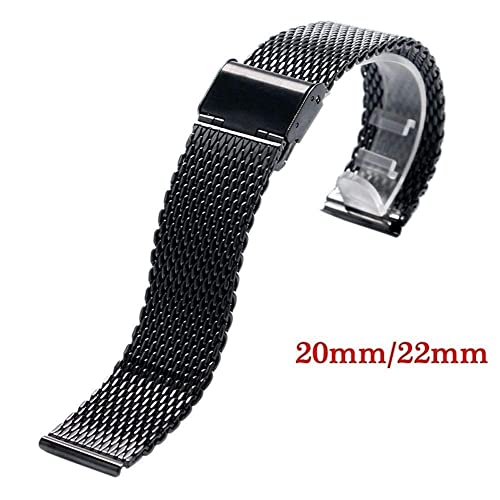 Bracelet de montre 20mm 22mm en acier inoxydable maille solide unisex