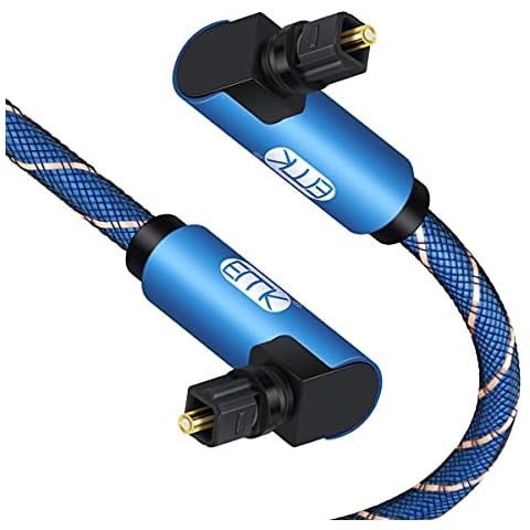 EMK Dual 90 Grad Rechtwinkliges Optisches Audiokabel Toslink-Kabel Nylon Geflochtenes Digitales Audio-Glasfaserkabel Cover
