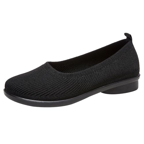 Ballet Flats Shoes for Women Comfortable Casual Work Dress Shoes for Women Wide Width Foldable Knit Flats with Arch Support