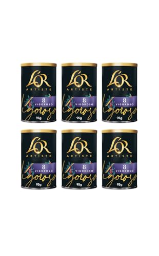 L’OR Artiste Vigoroso Instant Coffee 95g Intensity 8 (Pack of 6 Tins, Total of 570g)