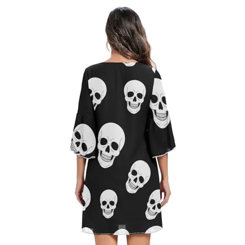 Robe d'été têtes de mort manches 3/4 masquant les imperfections du corps