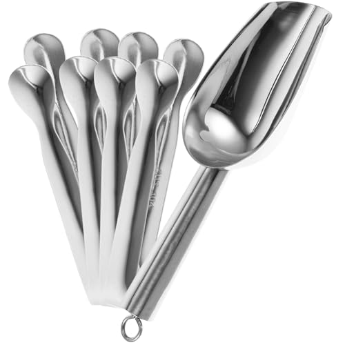 Unomor 1 Set Stainless Steel Ice Scoop Tongs Ice Cube Shovel and Clips Silver