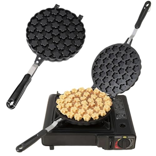 Máquina para hacer wafles de burbujas, antiadherente, con forma de huevo, molde para hornear pasteles con placa calefactora de doble cara y mango aislante, para restaurantes, panaderías y bares.