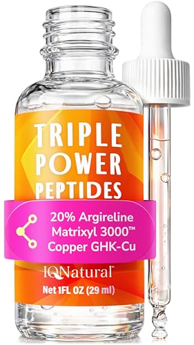 Peptide Serum for Face – 20% Argireline, Matrixyl 3000 & Copper GHK-Cu with Hyaluronic Acid | Anti-Aging Firming Serum | Wrinkle-Relaxing, Skin-Tightening | Triple Power Peptides | 1 FL OZ