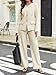Casly Lamiit Womens Pant Suit 2 Piece Business Casual Sets Crew Neck Blazer Dressy Formal Outfits Trendy Office Work Interview Clothing Beige XL