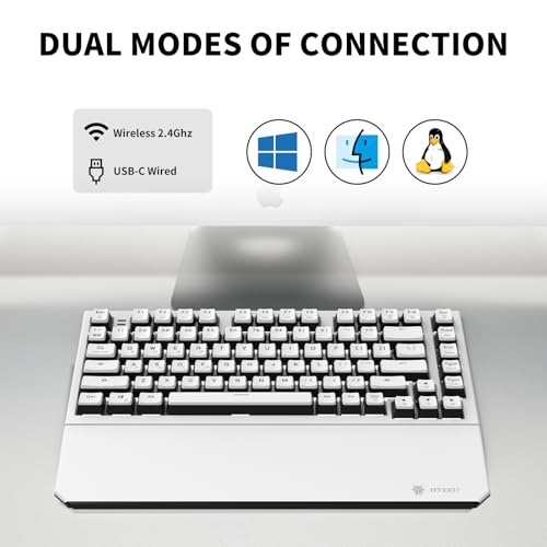 Hexgears X2 TKL Wireless Mechanical Gaming Keyboard with Magnetic Wrist Rest, Dual-Mode 2.4GHz/USB-C Ergonomic Keyboard, Pre-lubed Linear Switches, White LED Backlit Computer Gaming Keyboards - Image 4